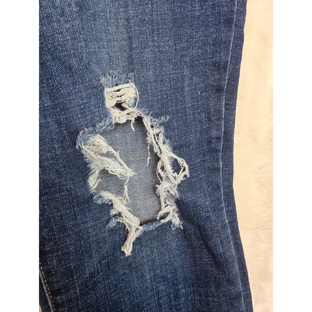 Levis 711 Skinny Jeans Womens 31 Distressed Knee Dark Wash Denim Indigo - Picture 7 of 10